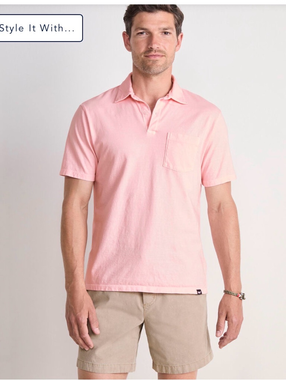 Vineyard Vines Men's Pocket Polo in Light Pink